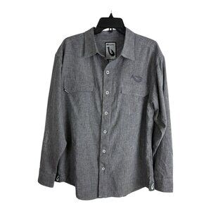 Mojo Mens Shirt Size Large Button Down Gray Vented Fishing Long Sleeve Casual